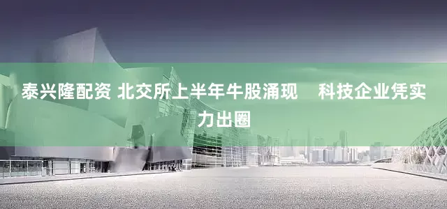 泰兴隆配资 北交所上半年牛股涌现    科技企业凭实力出圈